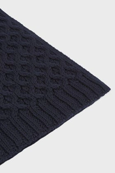 Shop Sunspel Rib-knit Merino Wool Scarf In Navy