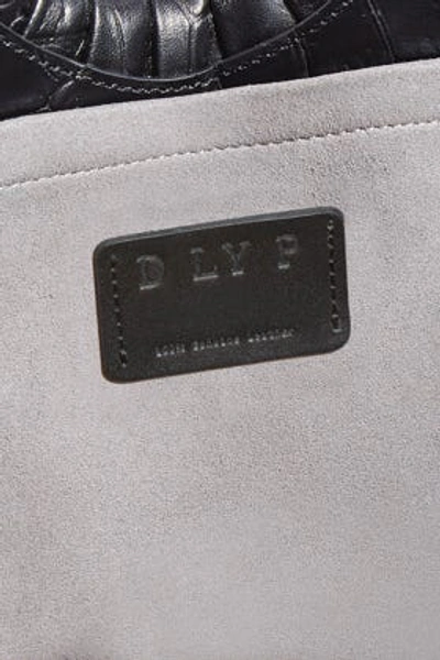 Shop Dlyp Bender Croc-print Medium Leather Tote In Black