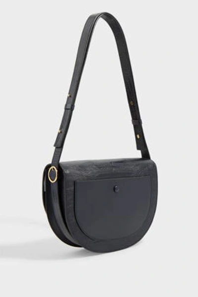 Shop Victoria Beckham Half Moon Crossbody Leather Bag In Navy