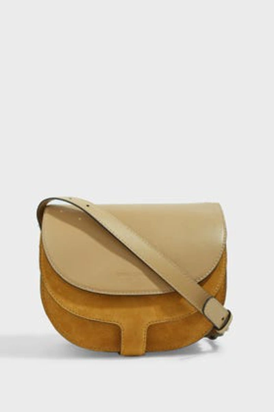 Shop Erika Cavallini Jil Suede-leather Crossbody Bag In Beige