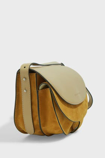 Shop Erika Cavallini Jil Suede-leather Crossbody Bag In Beige