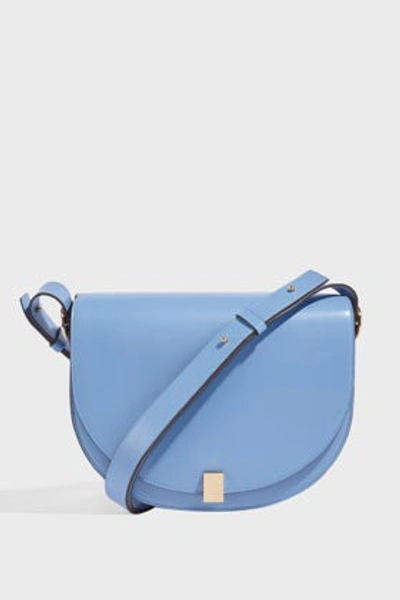 Shop Victoria Beckham Half Moon Box Leather Shoulder Bag In Blue