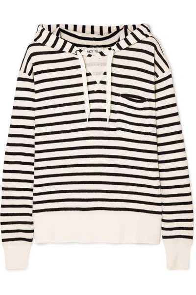 Shop Alex Mill Striped Cotton-jersey Hoodie In White