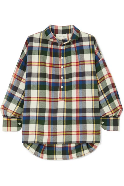Shop The Great The Painter's Smock Checked Cotton-flannel Shirt In Navy