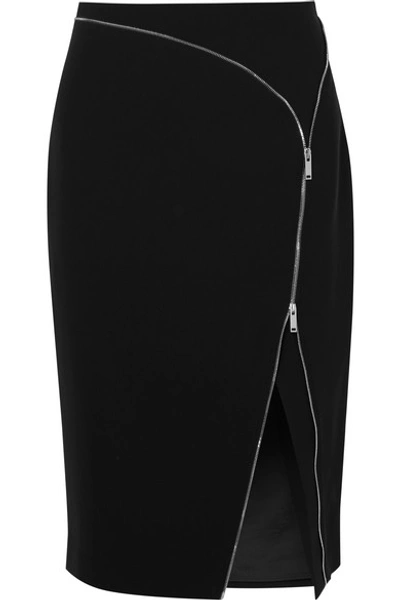 Shop Altuzarra Peck Zip-embellished Cady Midi Skirt In Black