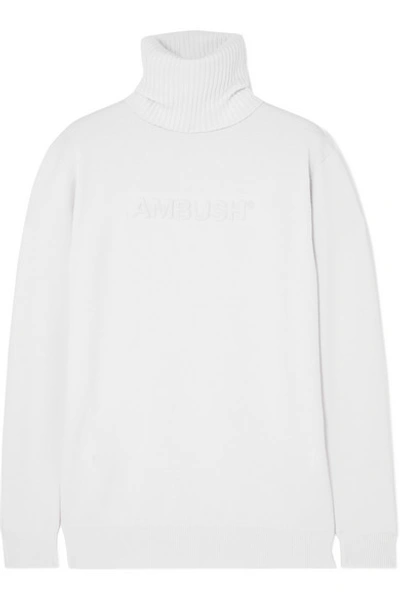 Shop Ambush Wool-blend Turtleneck Sweater In White