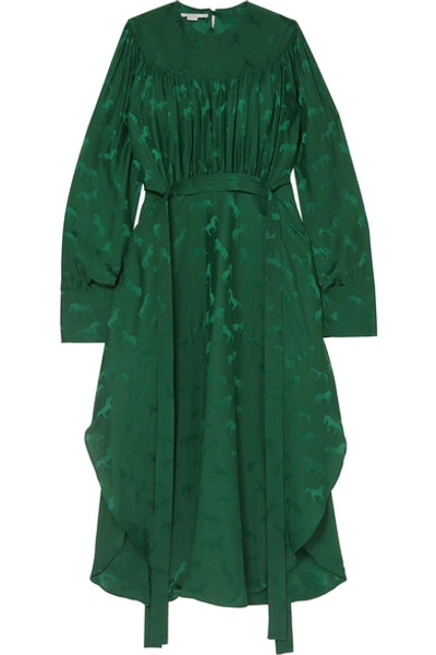 Shop Stella Mccartney + Net Sustain Belted Jacquard Dress In Green