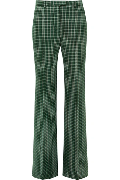 Shop Givenchy Checked Wool Straight-leg Pants In Green