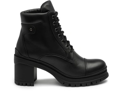 Shop Prada Lace-up Ankle Boots In Black