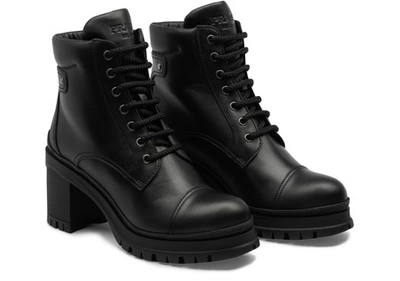 Shop Prada Lace-up Ankle Boots In Black