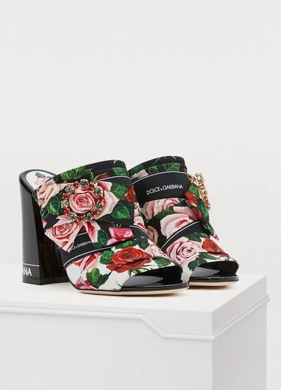 Shop Dolce & Gabbana Roses Mules In Mix