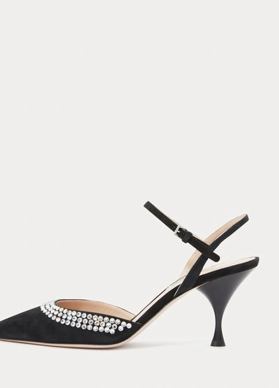 Shop Miu Miu Crystal Jewel Pumps In Black