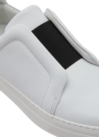 Shop Pierre Hardy Slider Leather Sneakers In White