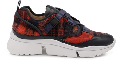 Shop Chloé Sonnie Trainers In Blue - Red 1