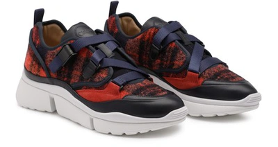 Shop Chloé Sonnie Trainers In Blue - Red 1