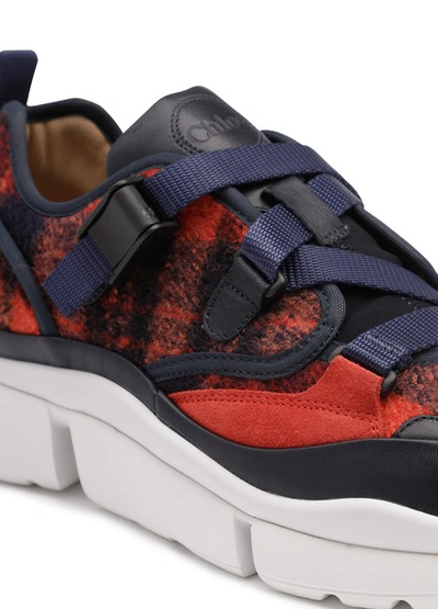 Shop Chloé Sonnie Trainers In Blue - Red 1