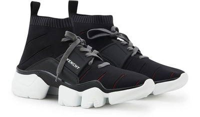 Shop Givenchy Jaw Mid-high Knitted Trainers In Black