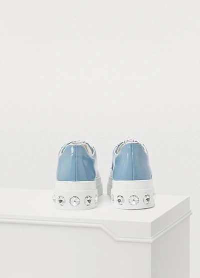 Shop Miu Miu Crystal Jewel Trainers In Light Blue