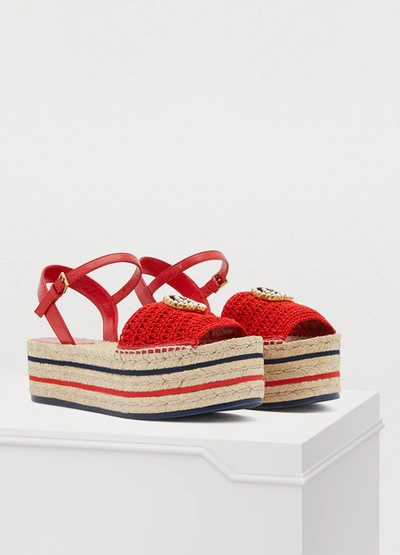 Shop Gucci Platform Espadrilles In Red