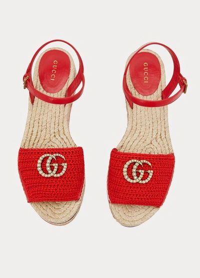 Shop Gucci Platform Espadrilles In Red