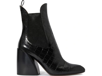 Shop Chloé Wave Ankle Boots In Black