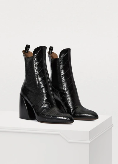 Shop Chloé Wave Ankle Boots In Black