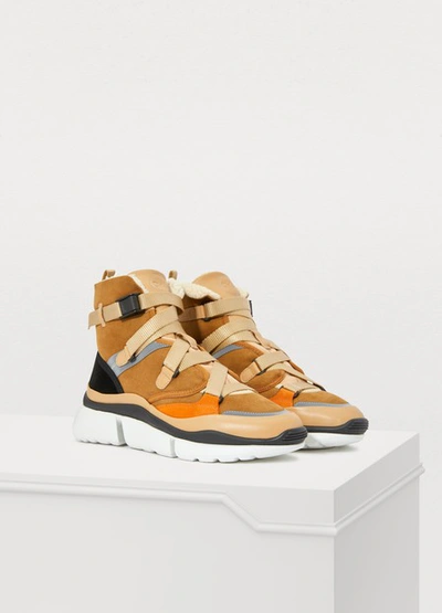 Shop Chloé Sonnie Sneakers In Quiet Brown