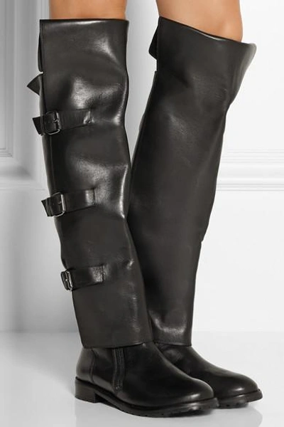 Shop Tibi Gia Leather Over-the-knee Boots In Black