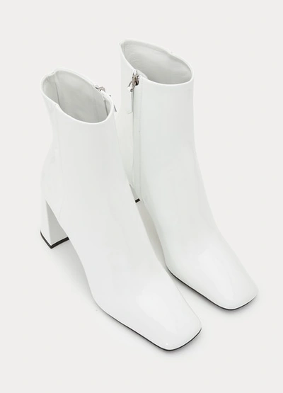 Shop Prada Square Toe Ankle Boots In White Pat