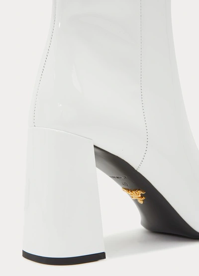 Shop Prada Square Toe Ankle Boots In White Pat