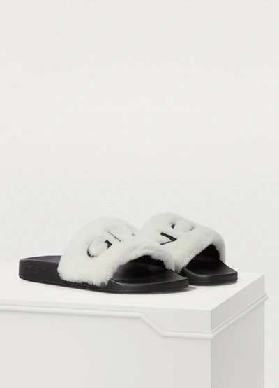 Shop Givenchy Shearling Sandals In White