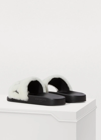 Shop Givenchy Shearling Sandals In White