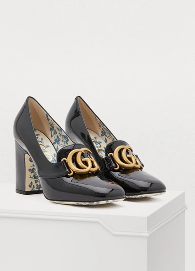Shop Gucci Gg Patent Leather Pumps In Black