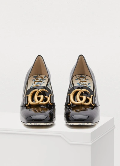 Shop Gucci Gg Patent Leather Pumps In Black