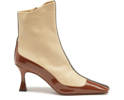 Shop Manu Atelier Duck Ankle-boots In Cream Reddish Brown Black