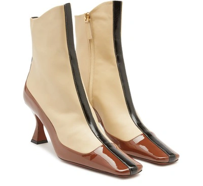 Shop Manu Atelier Duck Ankle-boots In Cream Reddish Brown Black