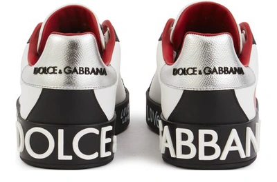 Shop Dolce & Gabbana Portofino Sneakers In Scritte Fdo.bianco