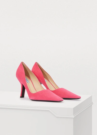 Shop Prada Pointed Heels In Fuschia