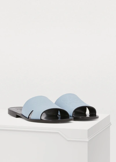 Shop Loewe Anagram Mules In Baby Blue