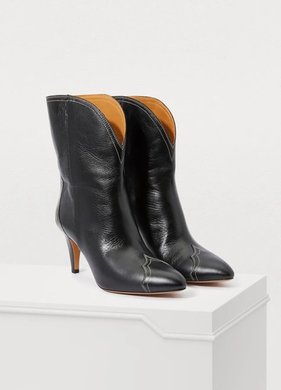 Shop Isabel Marant Dythey Heeled Ankle Boots In Black