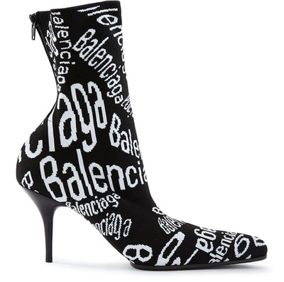 Shop Balenciaga Knit Ankle Boots In 1006