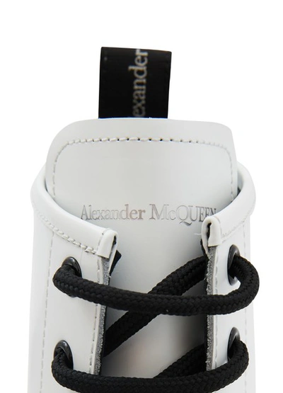 Shop Alexander Mcqueen Oversize Lace Up Ankle Boots In 9061 - White/black