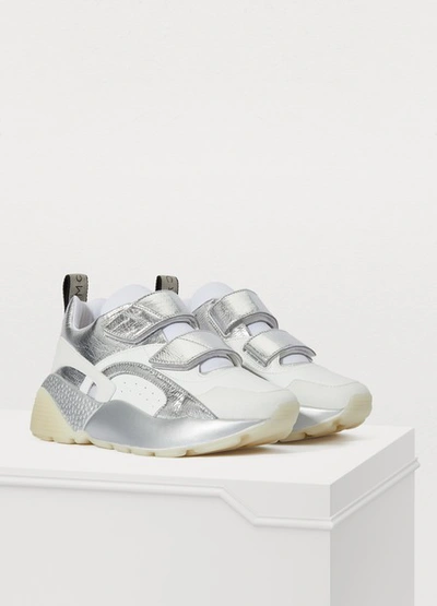 Shop Stella Mccartney Eclypse Velcro Sneakers In 9029 - Wht/sil/wt/wt/ag/blk