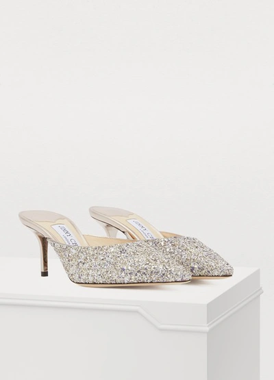 Shop Jimmy Choo Rav 65 Mules In Platinum Mix