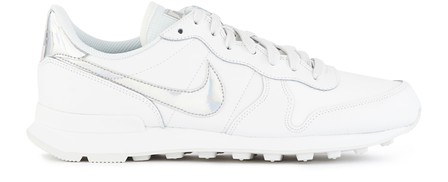 nike white and silver trainers