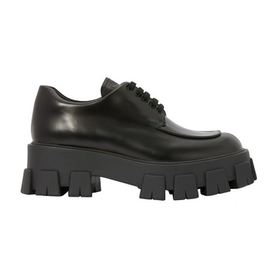 Shop Prada Platform Derbies In Black