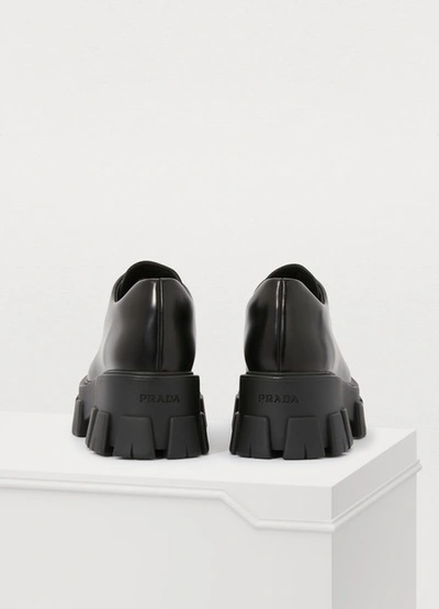 Shop Prada Platform Derbies In Black