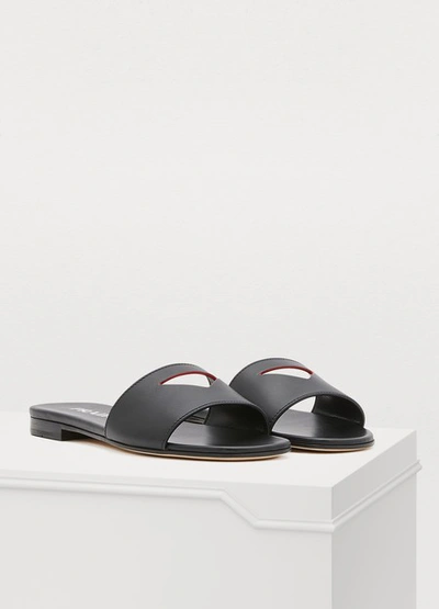 Shop Prada Flat Sandals In Black