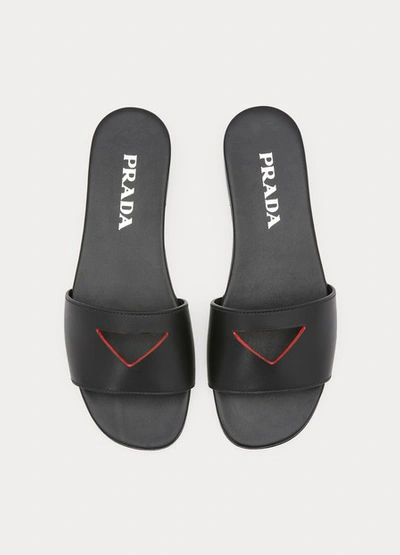 Shop Prada Flat Sandals In Black