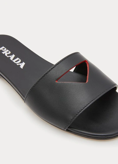 Shop Prada Flat Sandals In Black